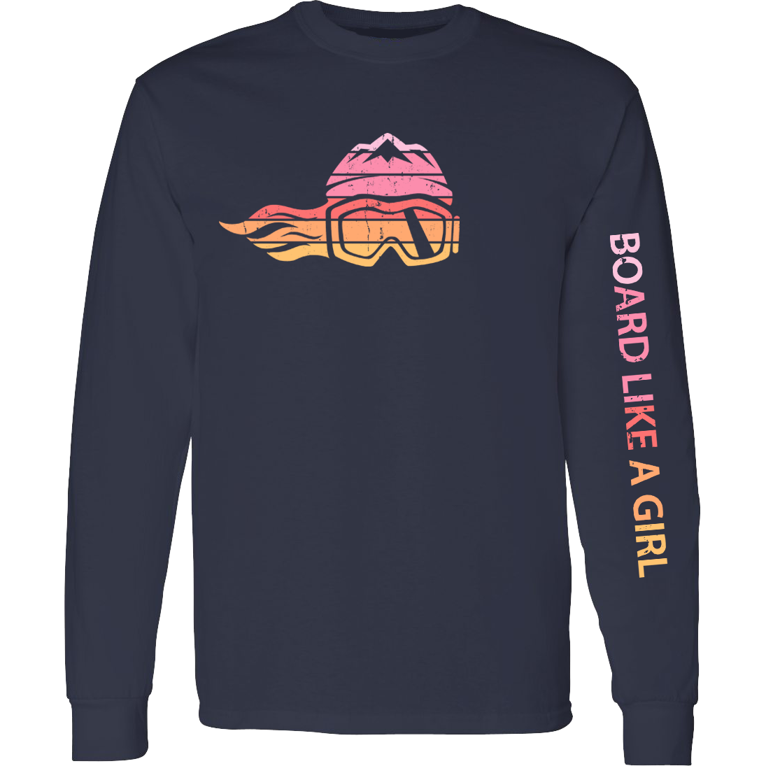 Board Like A Girl Womens Long Sleeve T-Shirt Retro Sunset 