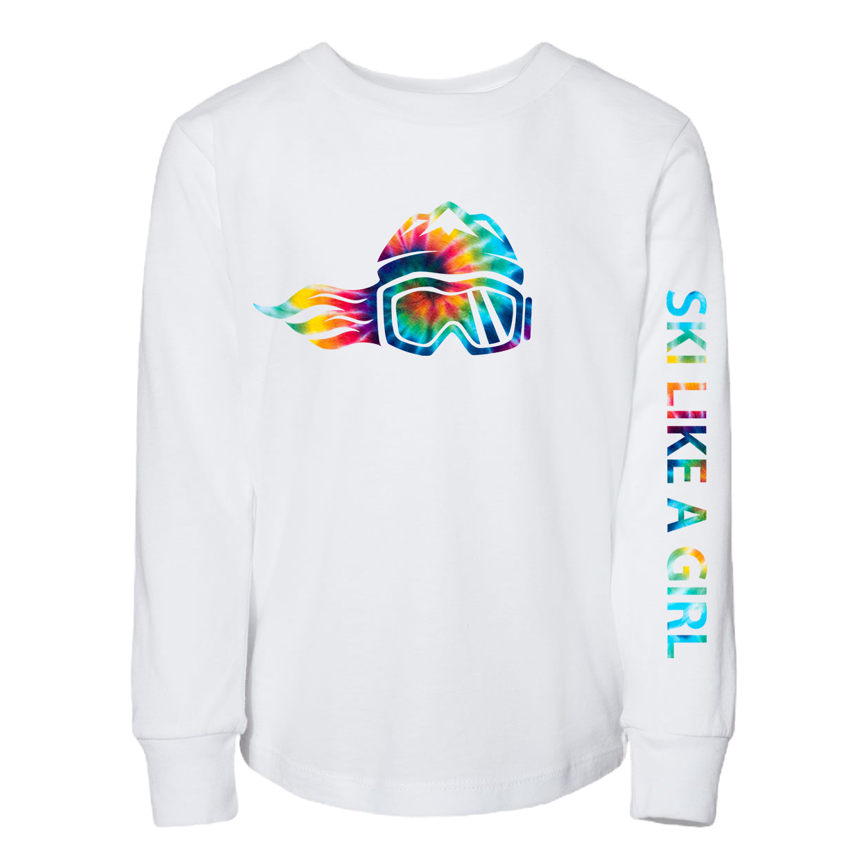 Ski Like A Girl Toddler Long Sleeve T-Shirt White Tie-Dye