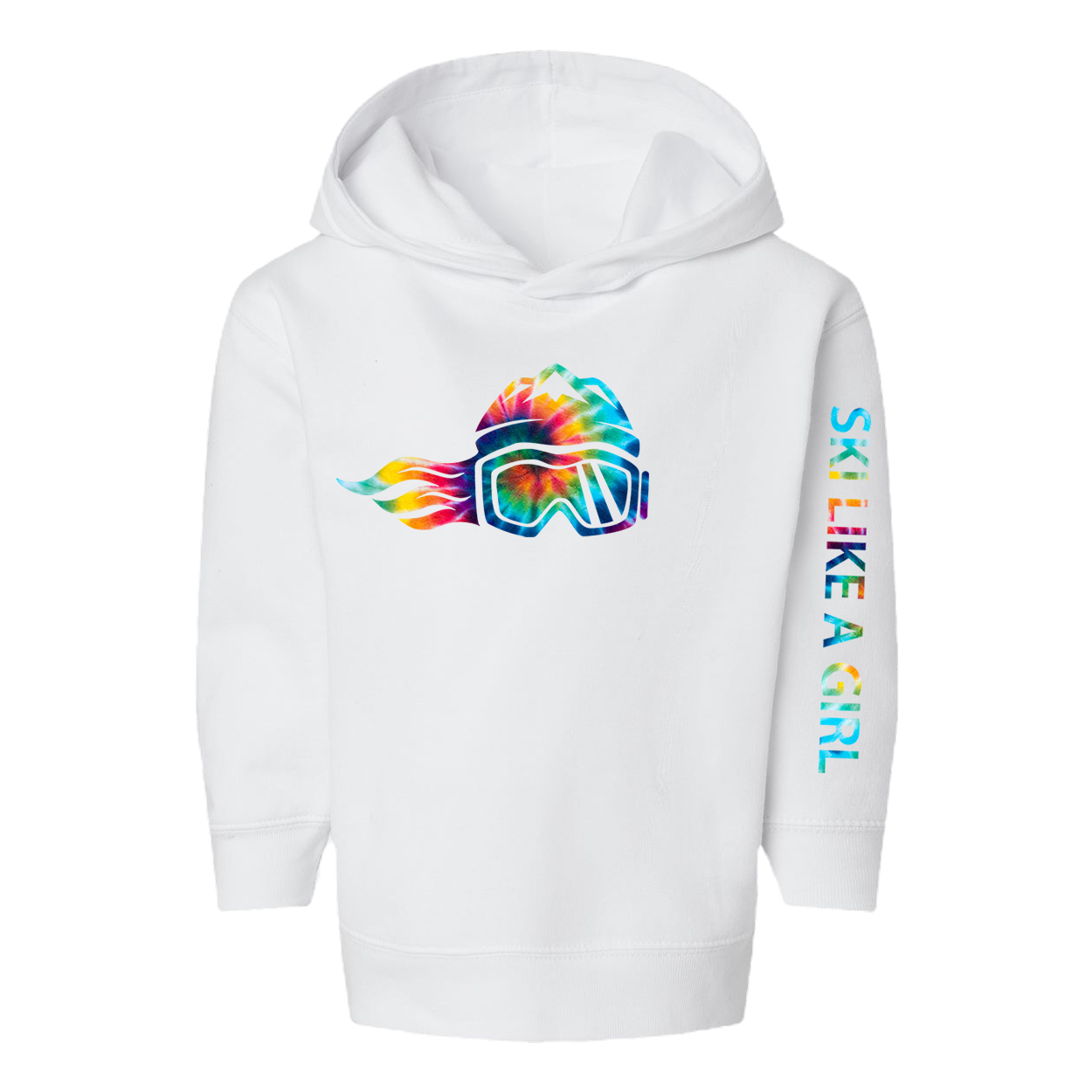 Ski Like A Girl Toddler Hoodie White Tie-Dye