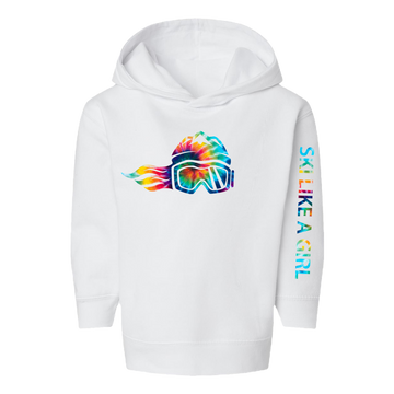 Ski Like A Girl Toddler Hoodie White Tie-Dye