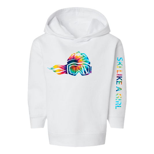 Ski Like A Girl Toddler Hoodie White Tie-Dye