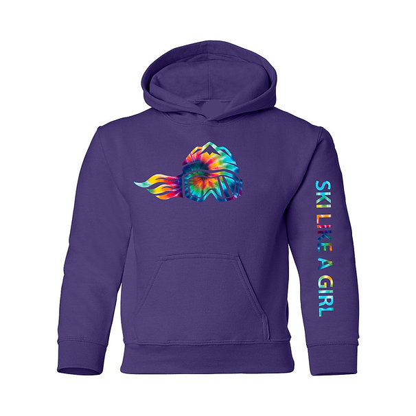 Ski Like A Girl Girls Hoodie Purple Tie-Dye (Overstock) image 1