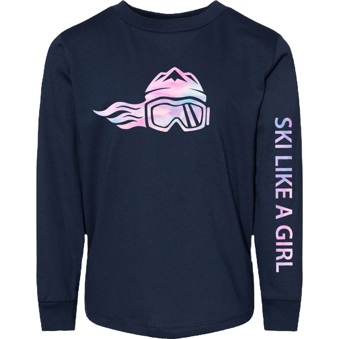 Ski Like A Girl Toddler Long Sleeve T-Shirt Cotton Candy