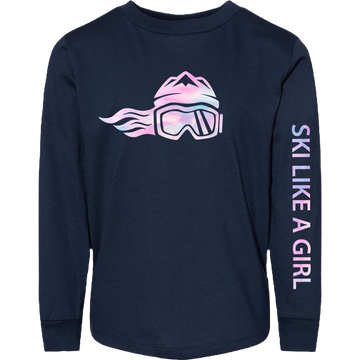 Ski Like A Girl Toddler Long Sleeve T-Shirt Cotton Candy