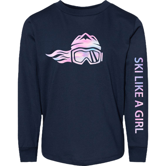 Ski Like A Girl Toddler Long Sleeve T-Shirt Cotton Candy