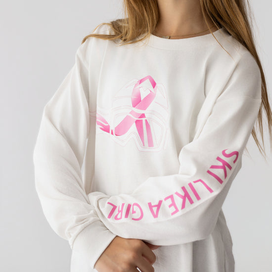 Ski Like A Girl Girls Breast Cancer Awareness Long Sleeve T-Shirt