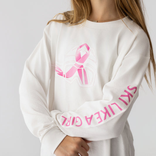 Ski Like A Girl Girls Breast Cancer Awareness Long Sleeve T-Shirt