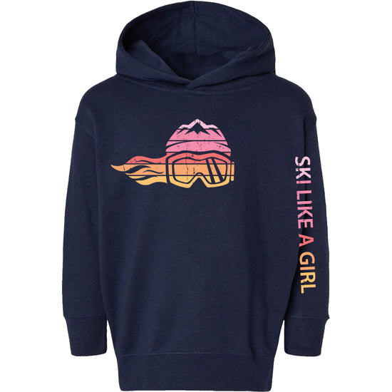 Ski Like A Girl Toddler Hoodie Retro Sunset (Overstock) image 0