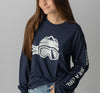 Board Like A Girl Womens Long Sleeve T-Shirt Navy Blue 