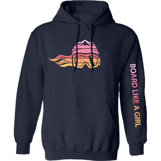 Board Like A Girl Womens Hoodie Retro Sunset 