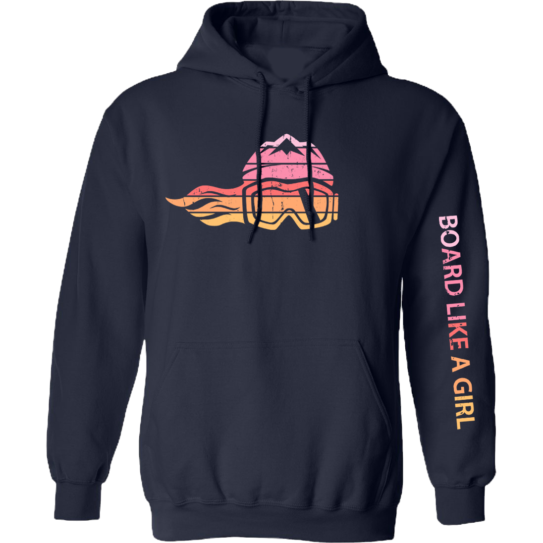 Board Like A Girl Womens Hoodie Retro Sunset 