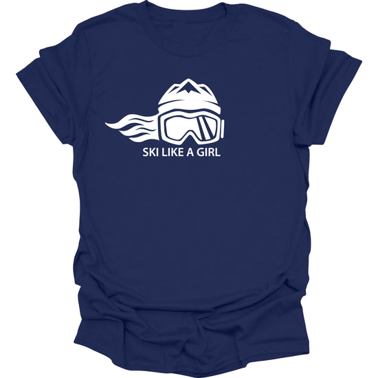 Ski Like A Girl Girls Short Sleeve T-Shirt - Navy (Overstock) image 0