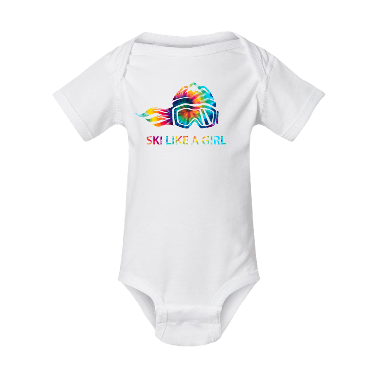 Ski Like A Girl Baby Bodysuit White Tie-Dye
