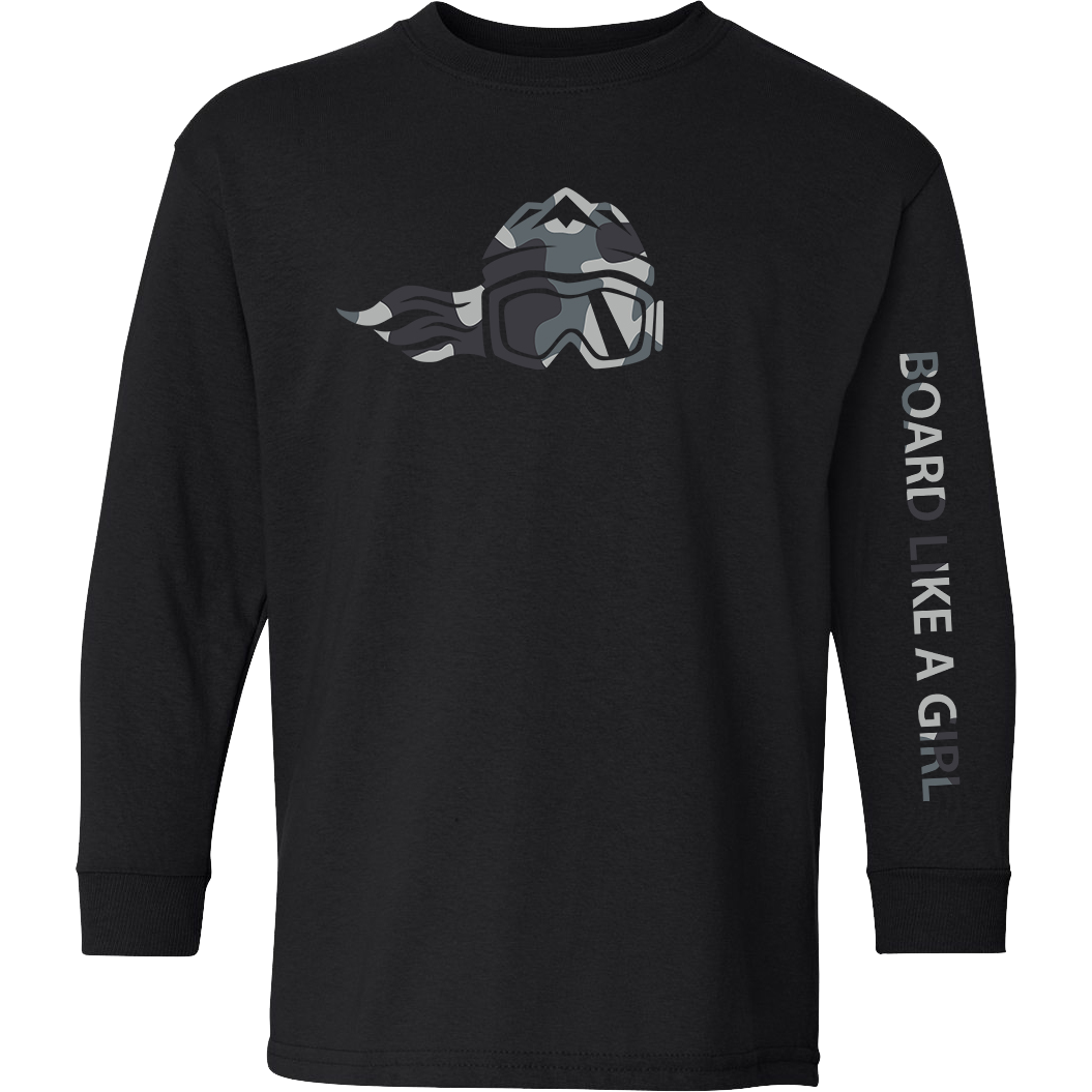 Board Like A Girl Girls Long Sleeve T-Shirt Black White Camo 