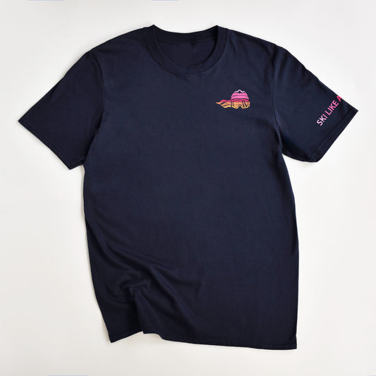Ski Like A Girl Womens Classic Short Sleeve T-Shirt Retro Sunset