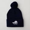 Ski Like A Girl Embroidered Pom-Pom Beanie Navy