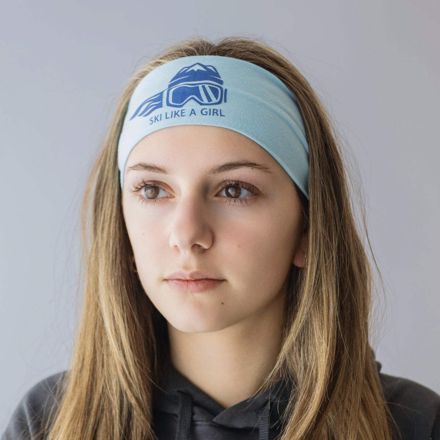 Ski Like A Girl Headband Carolina Blue