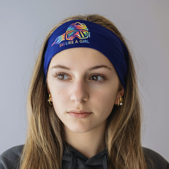 Ski Like A Girl Headband Navy Blue Tie-Dye