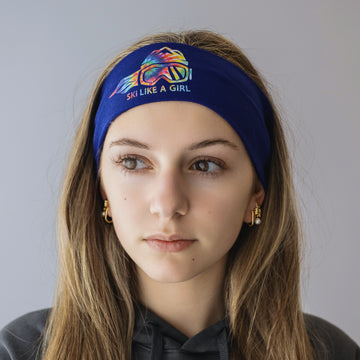 Ski Like A Girl Headband Navy Blue Tie-Dye