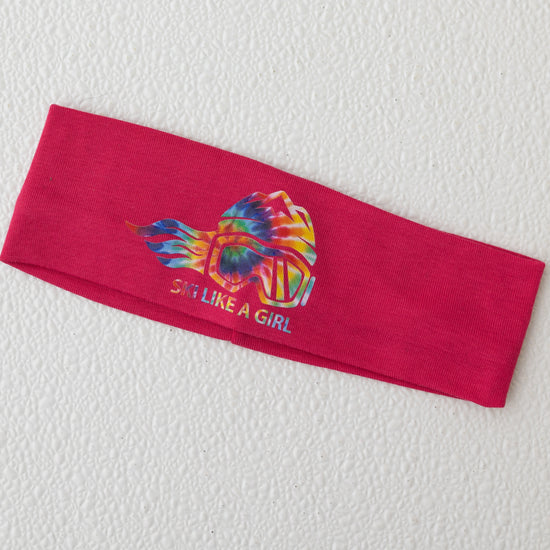Ski Like A Girl Headband Pink Tie-Dye