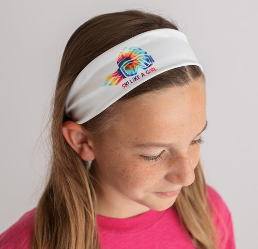 Ski Like A Girl Headband White