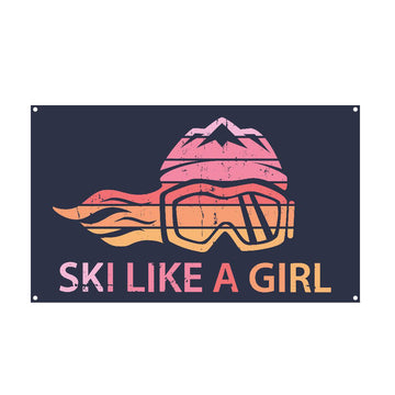 Ski Like A Girl Premium Flag