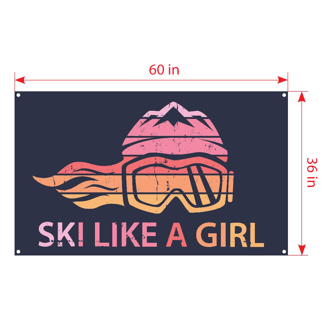 Ski Like A Girl Premium Flag 2