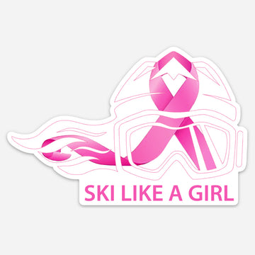 Ski Like A Girl Sticker Breast Cancer Awareness