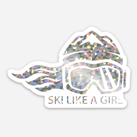 Ski Like A Girl Sticker Holographic Glitter