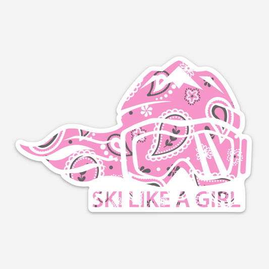 Ski Like A Girl Sticker Paisley