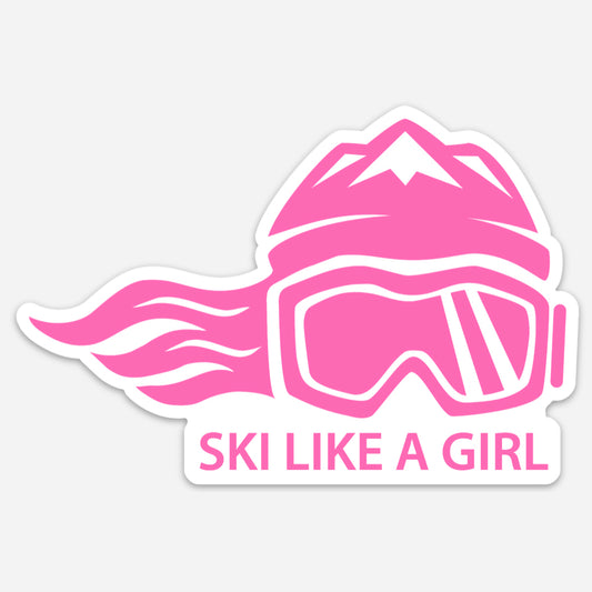 Ski Like A Girl Sticker Pink