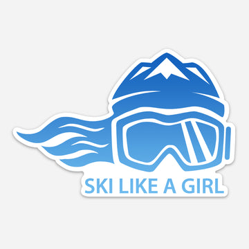Ski Like A Girl Sticker Ski Blue