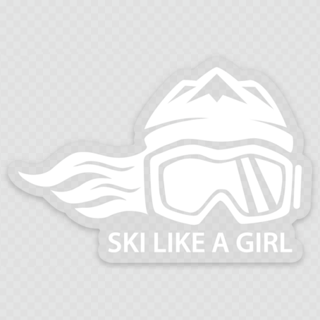 Ski Like A Girl Sticker White Clear