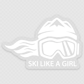 Ski Like A Girl Sticker White Clear
