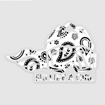 Ski Like A Girl Sticker White Paisley (5” or 3”)