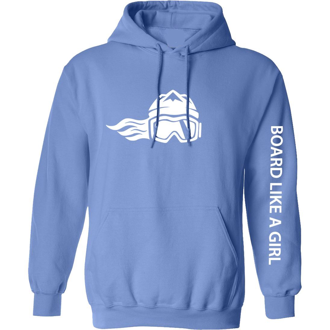 Board Like A Girl Womens Hoodie Carolina Blue White 