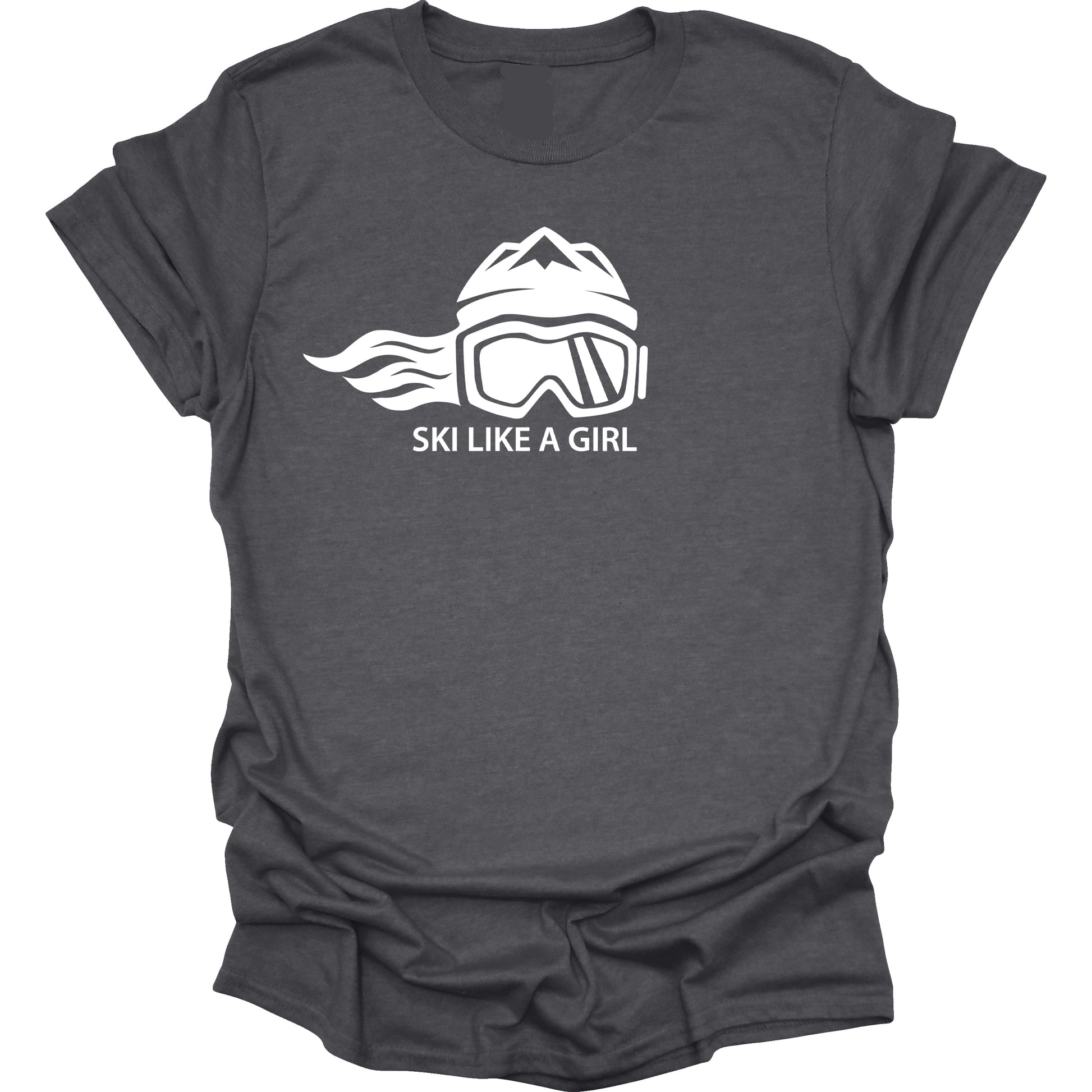 Ski Like A Girl Womens Short Sleeve T-Shirt - Heather Dark Grey (Overstock) image 0
