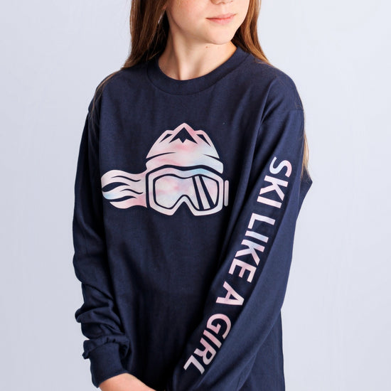 Ski Like A Girl Womens Long Sleeve T-Shirt Cotton Candy