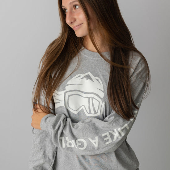 Ski Like A Girl Womens Long Sleeve T-Shirt Grey