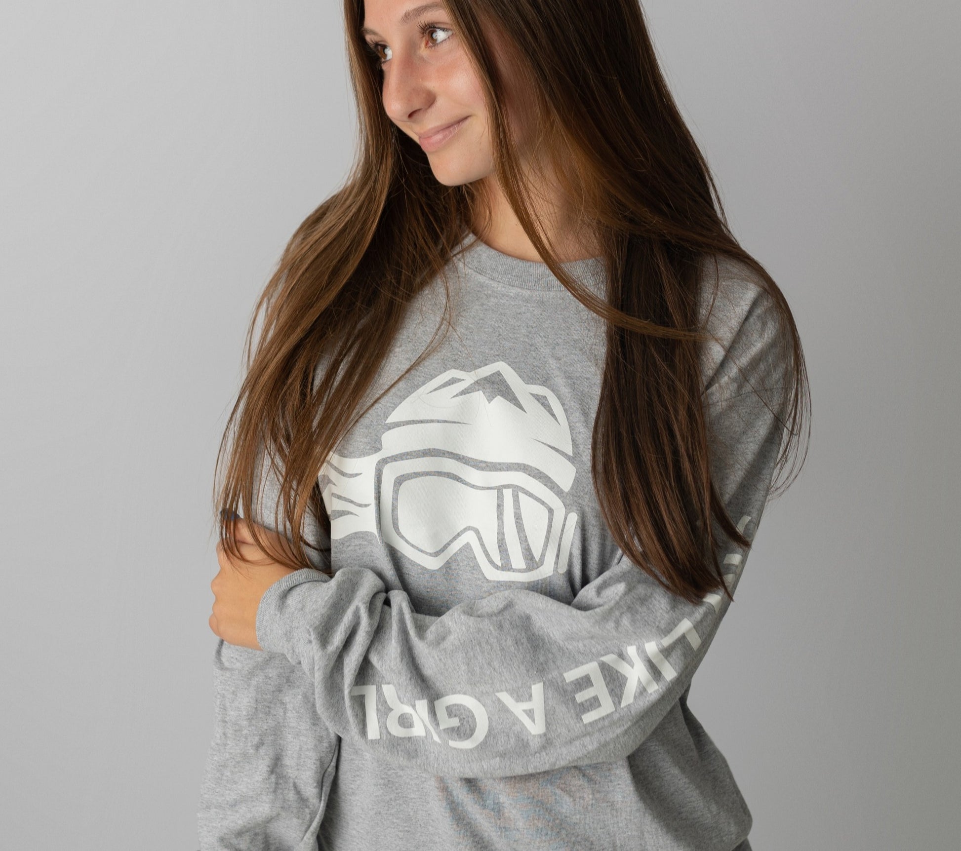 Ski Like A Girl Womens Long Sleeve T-Shirt Grey