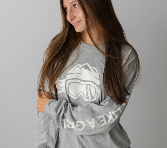 Ski Like A Girl Womens Long Sleeve T-Shirt Grey