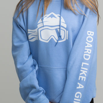 Womens Snowboard Hoodie Carolina Blue White