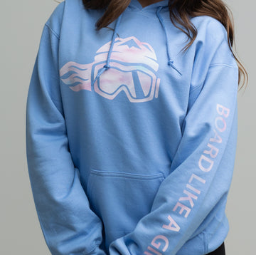 Womens Snowboard Hoodie Carolina Blue Cotton Candy