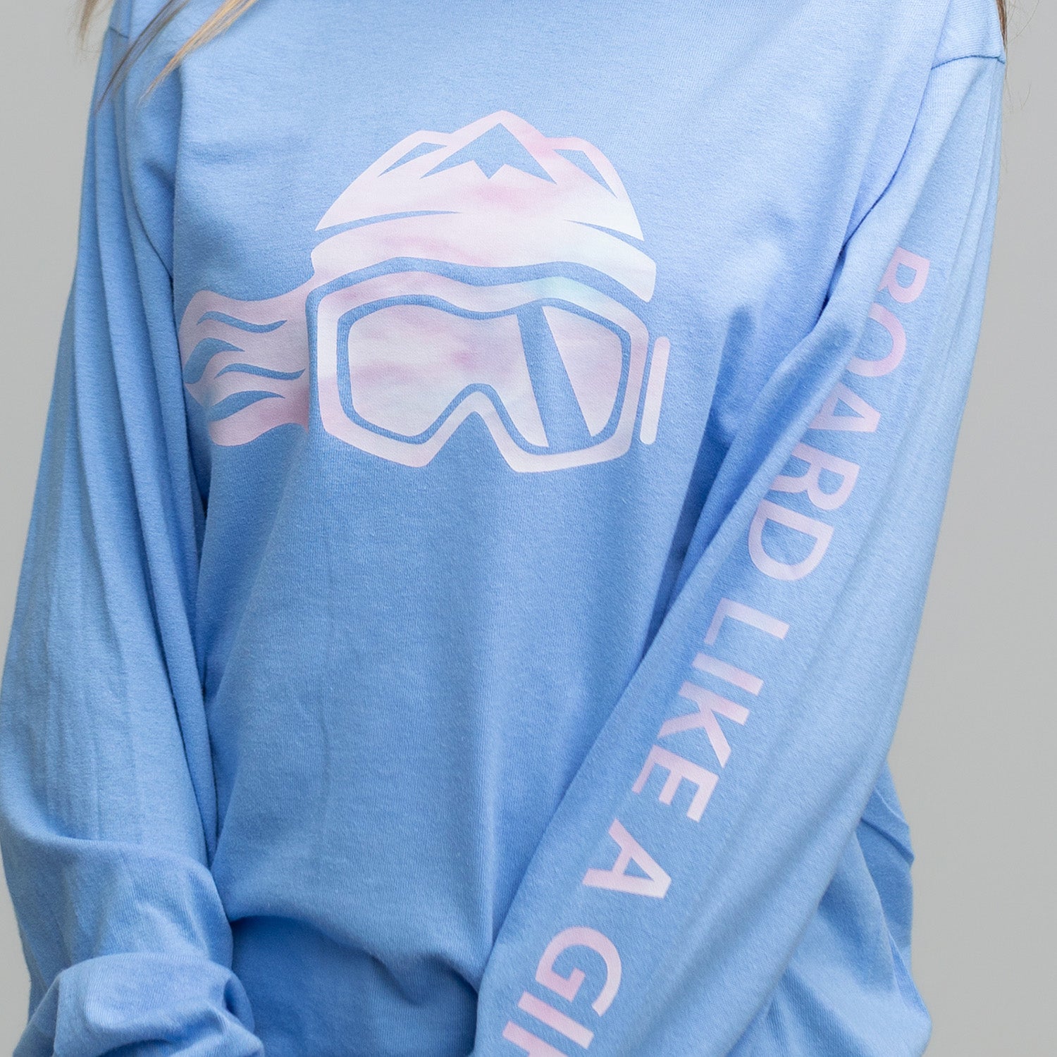 Womens Snowboard Long-Sleeve T-Shirt Carolina Blue Cotton Candy