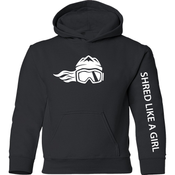 Shred Like A Girl Girls Hoodie Black White Logo 