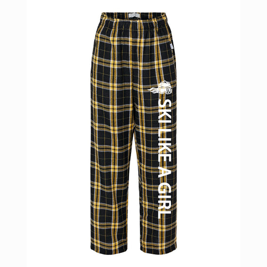 Ski Like A Girl Girl's Flannel Pajama Pants Black Gold