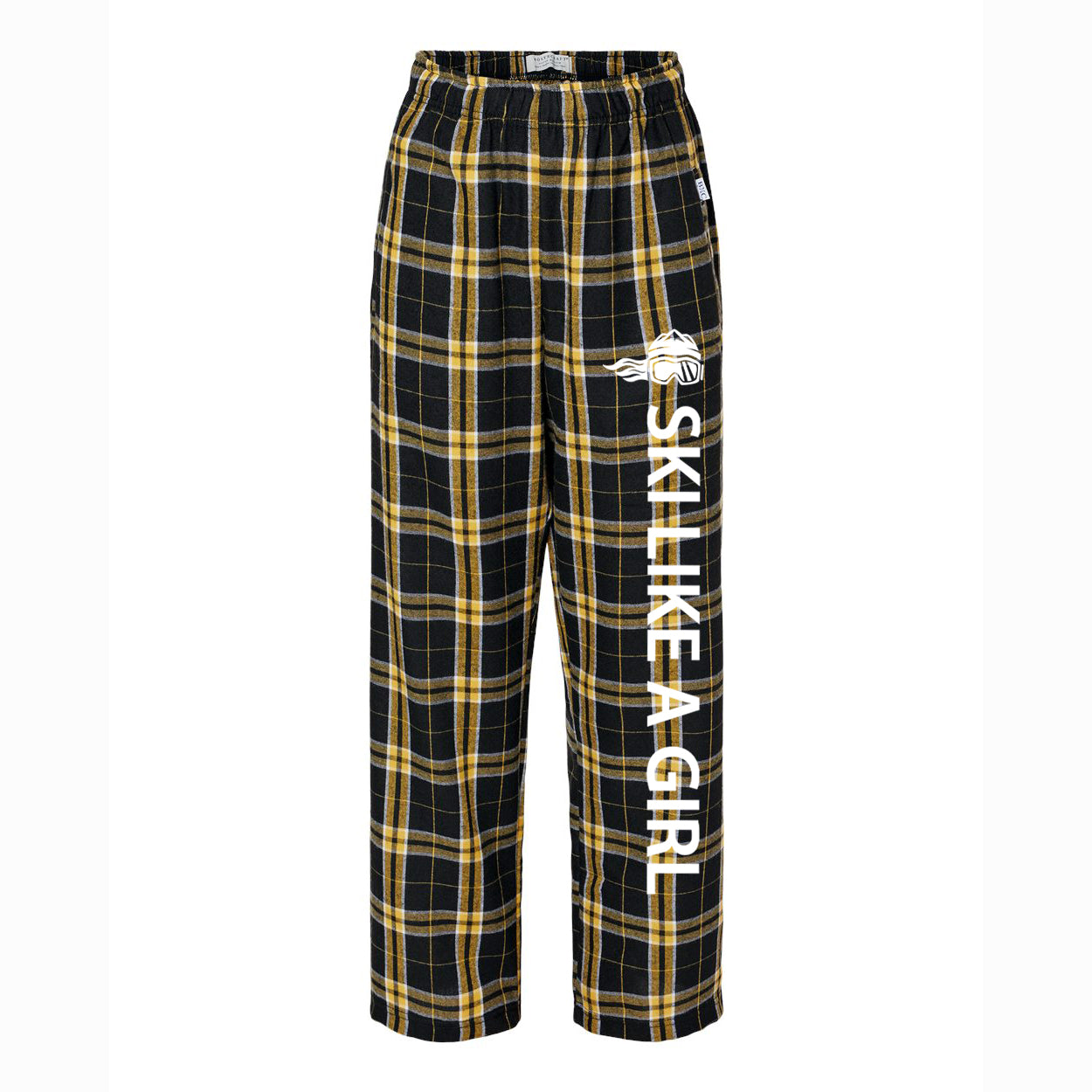 Ski Like A Girl Girl's Flannel Pajama Pants Black Gold
