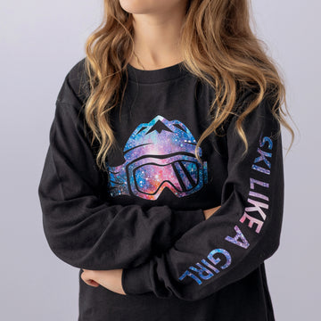 Ski Like A Girl Girls Long Sleeve T-Shirt gALEXy