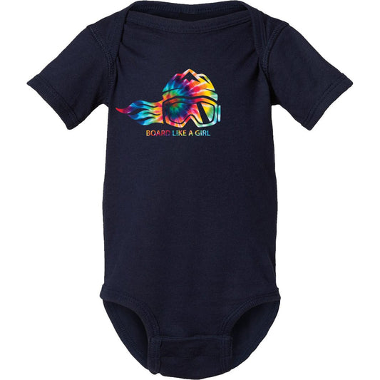 Baby Snowboard Bodysuit Navy Blue Tie-Dye - Ski Like A Girl