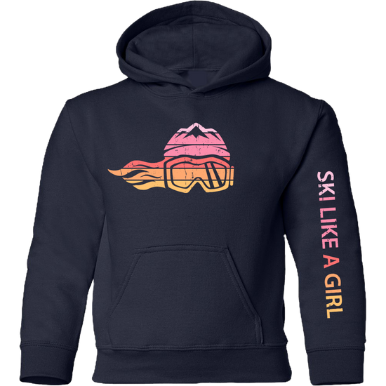 Ski Like A Girl Girls Hoodie Retro Sunset (Overstock) image 1